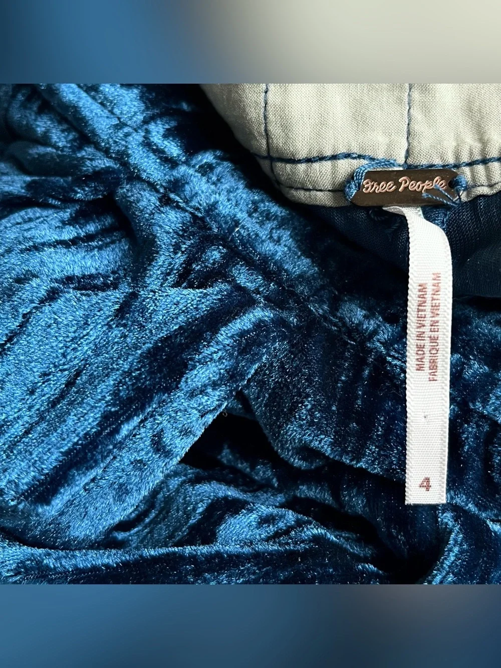 Free People Women’s Runaway Crushed Velvet Wide Leg Pants in Azul Blue (4)